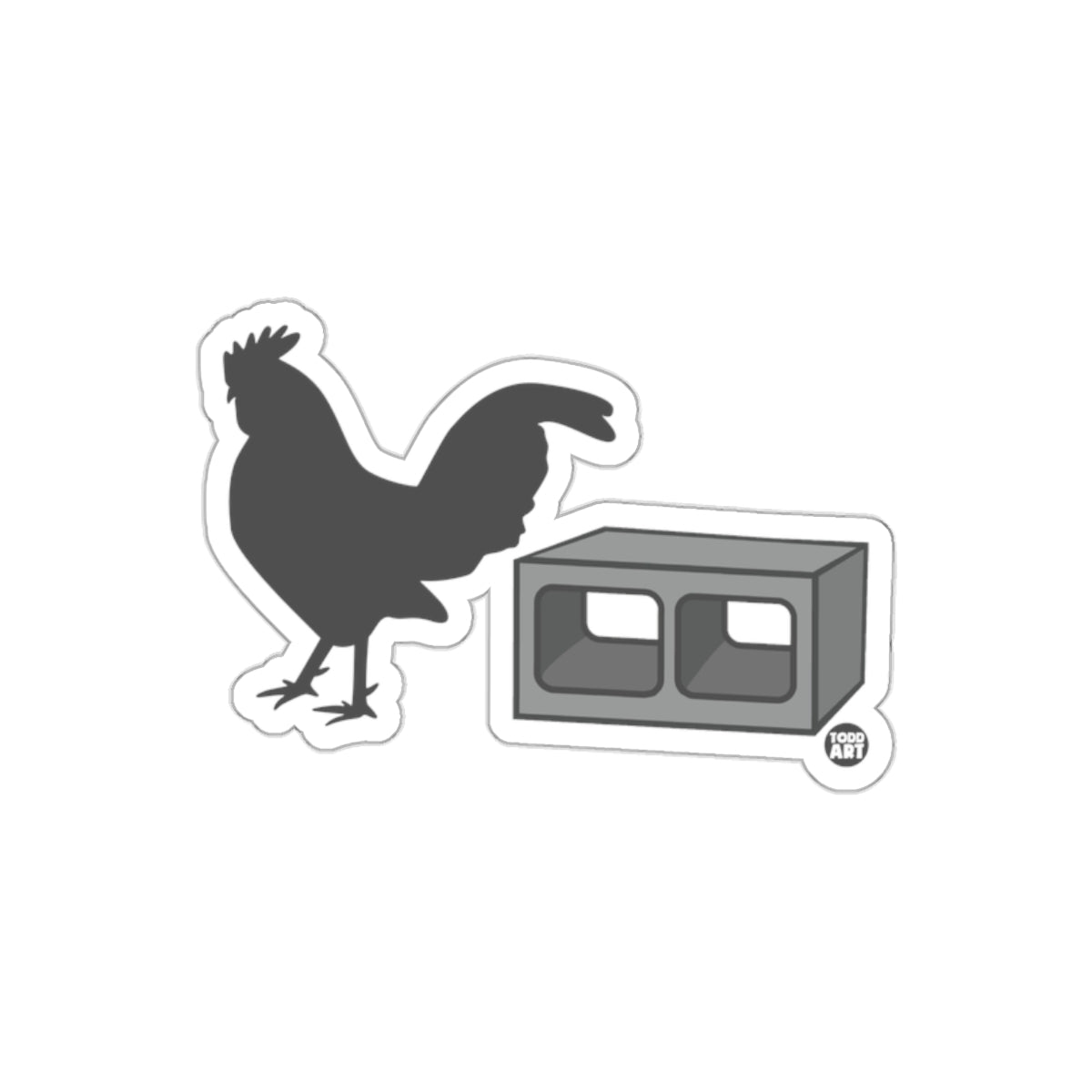 Rooster and Cinder Block Graphic Sticker Design