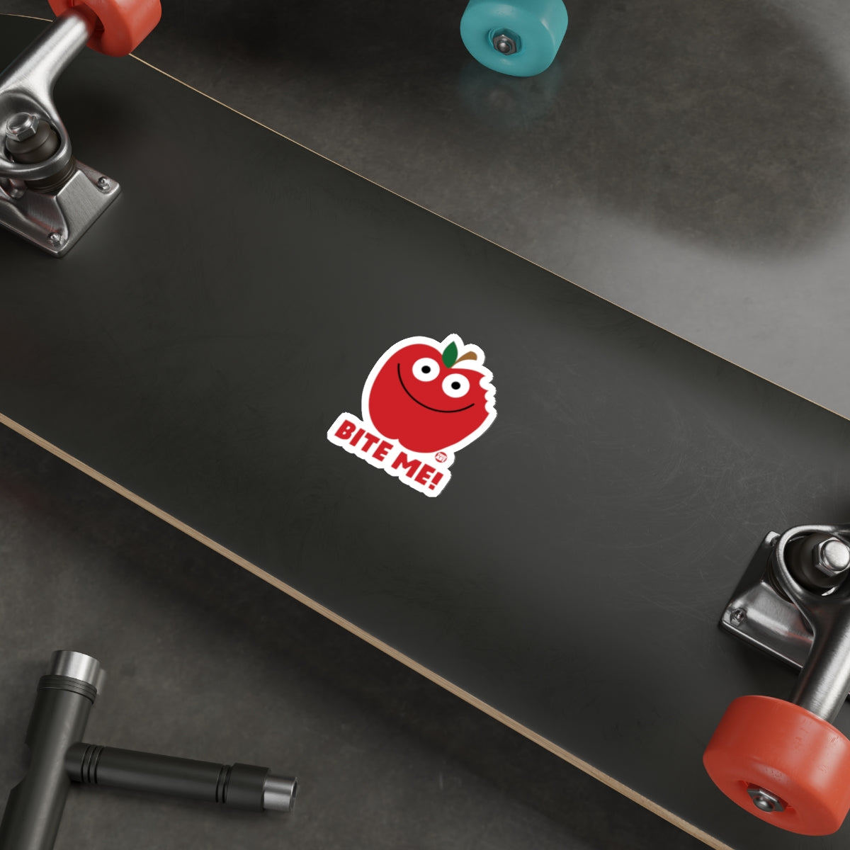 Bite Me Tomato Character Sticker for Skateboards