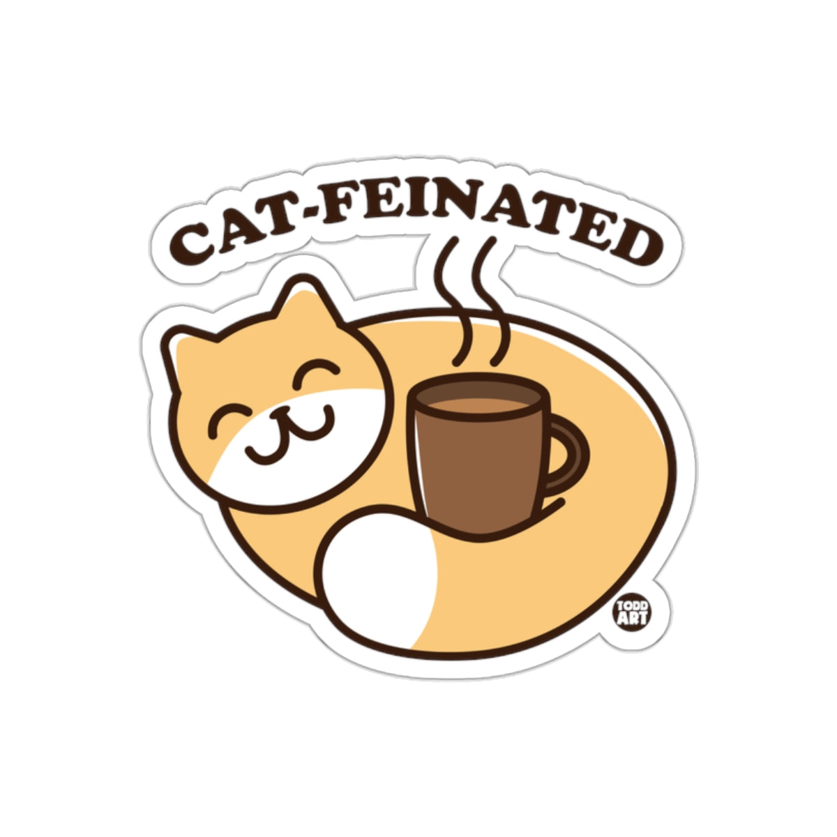 Cat-feinated Cat with a Coffee Cup Design Stickers