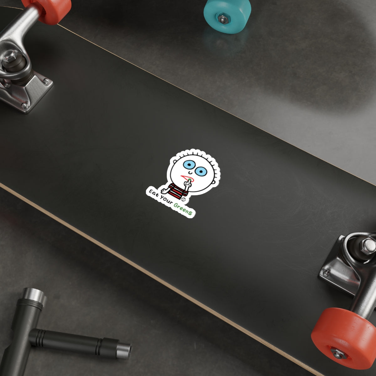 Eat Your Greens Character Sticker for Skateboards