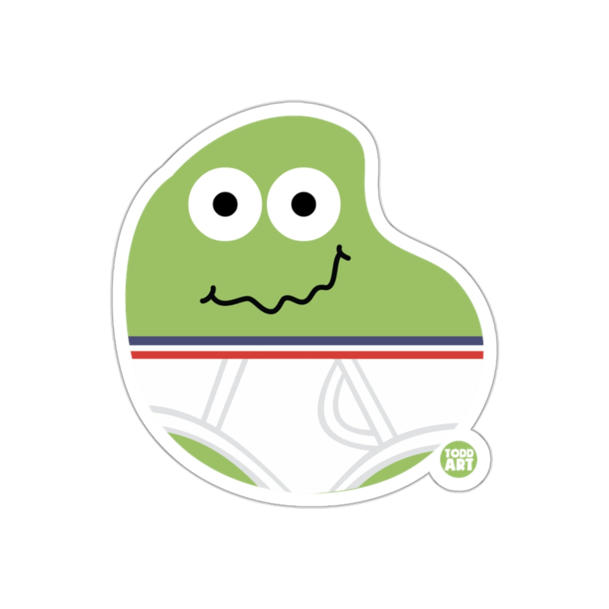 Todd ART Funny Green Frog with Stripes Sticker