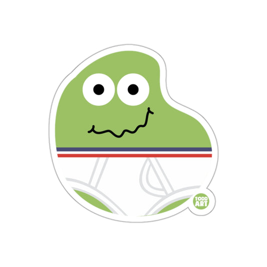 Todd ART Funny Green Frog with Stripes Sticker
