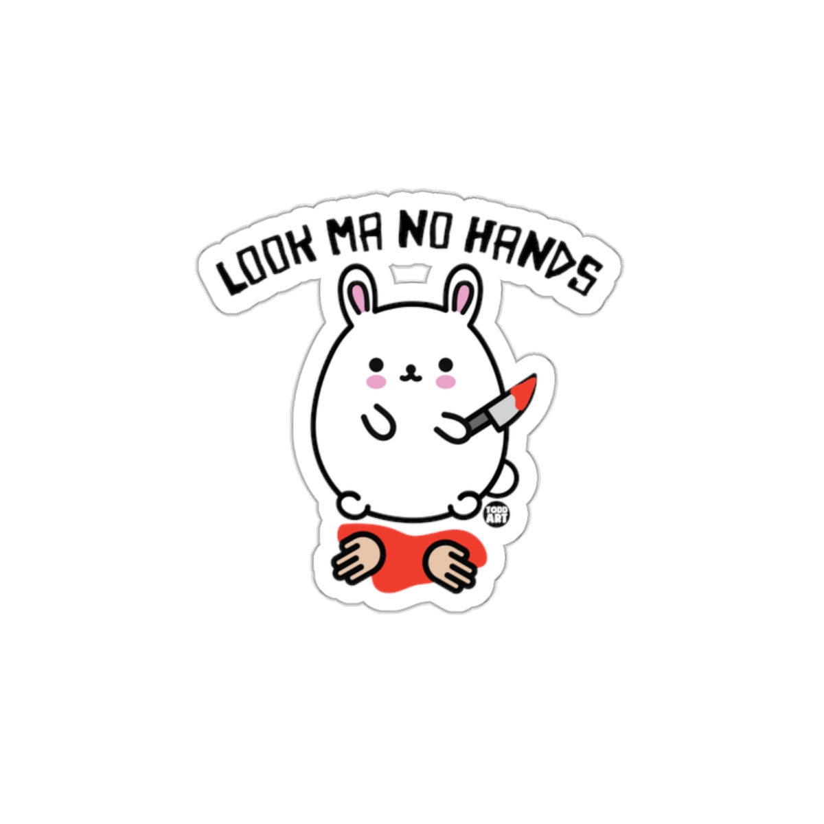 Look Ma No Hands Cute Rabbit Design Sticker