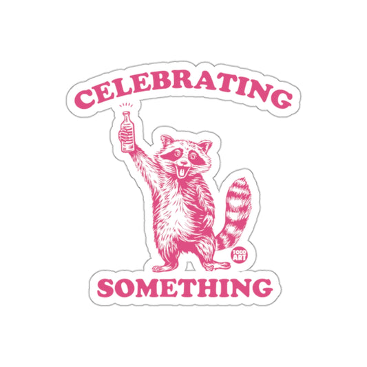 Celebrating Something Pink Raccoon With Bottle Stickers