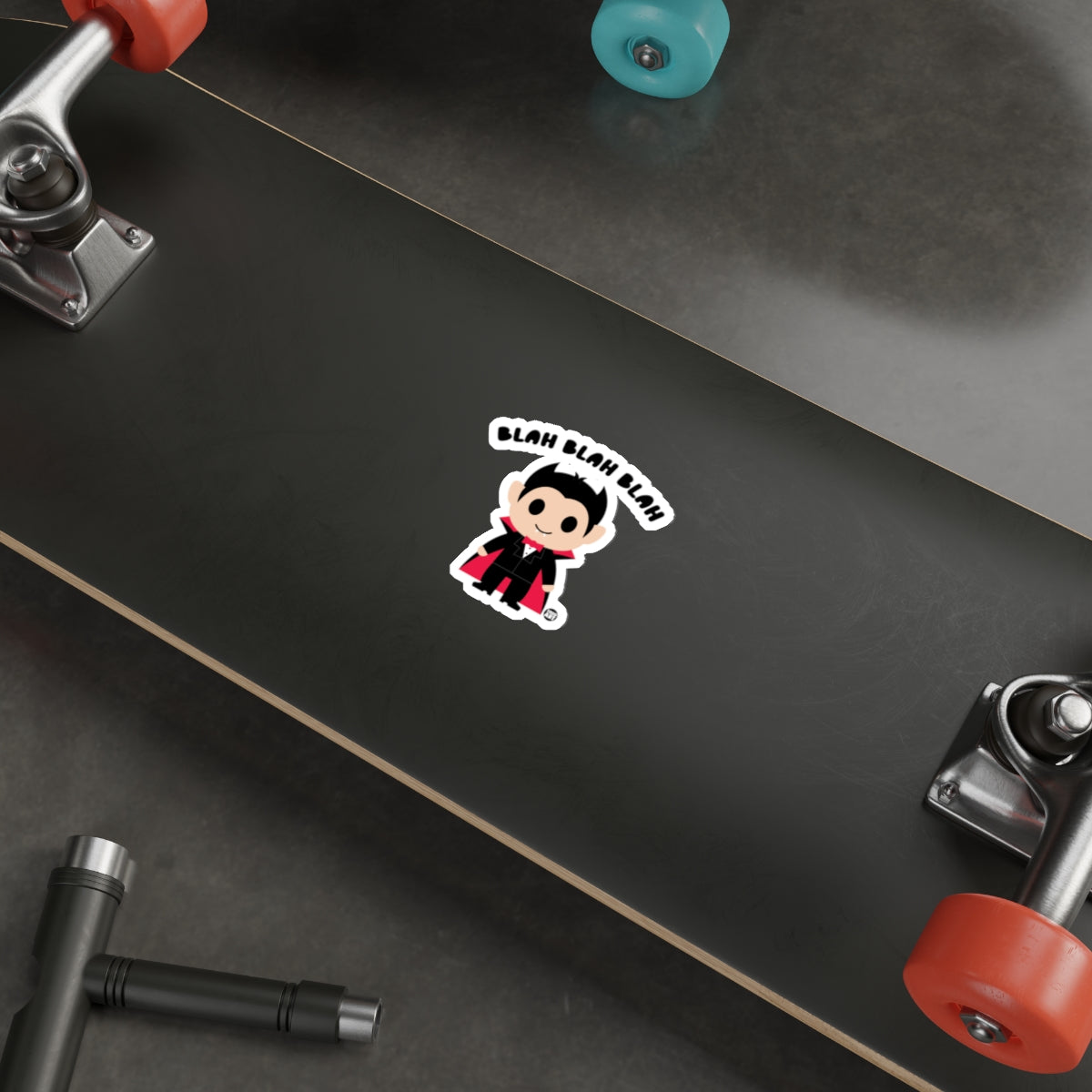 Funny Vampire Blah Blah Blah Skateboard Sticker