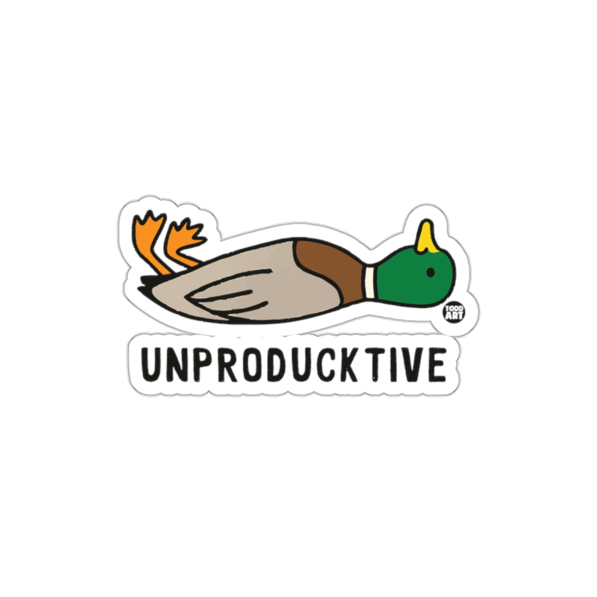 Unproducktive Duck Joke Sticker for Laptops and Notebooks