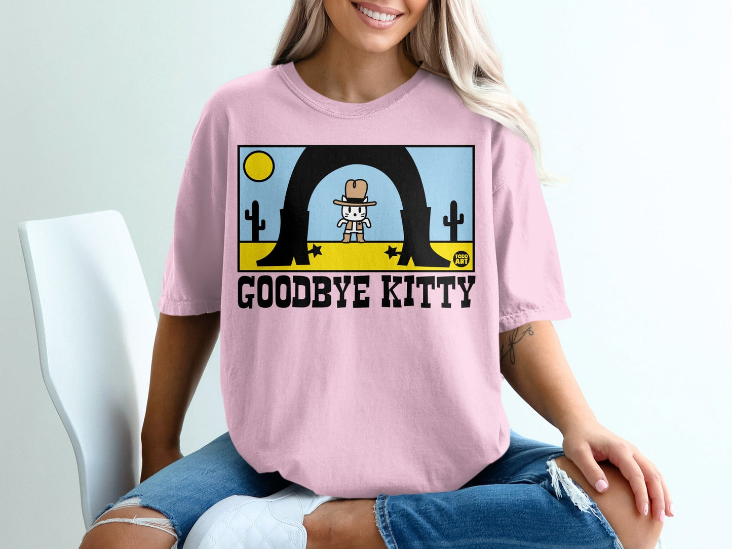 Goodbye Kitty Retro Western Graphic T-shirt