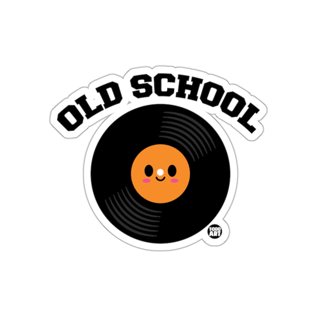 Old School Vinyl Record Design with Cute Face Stickers