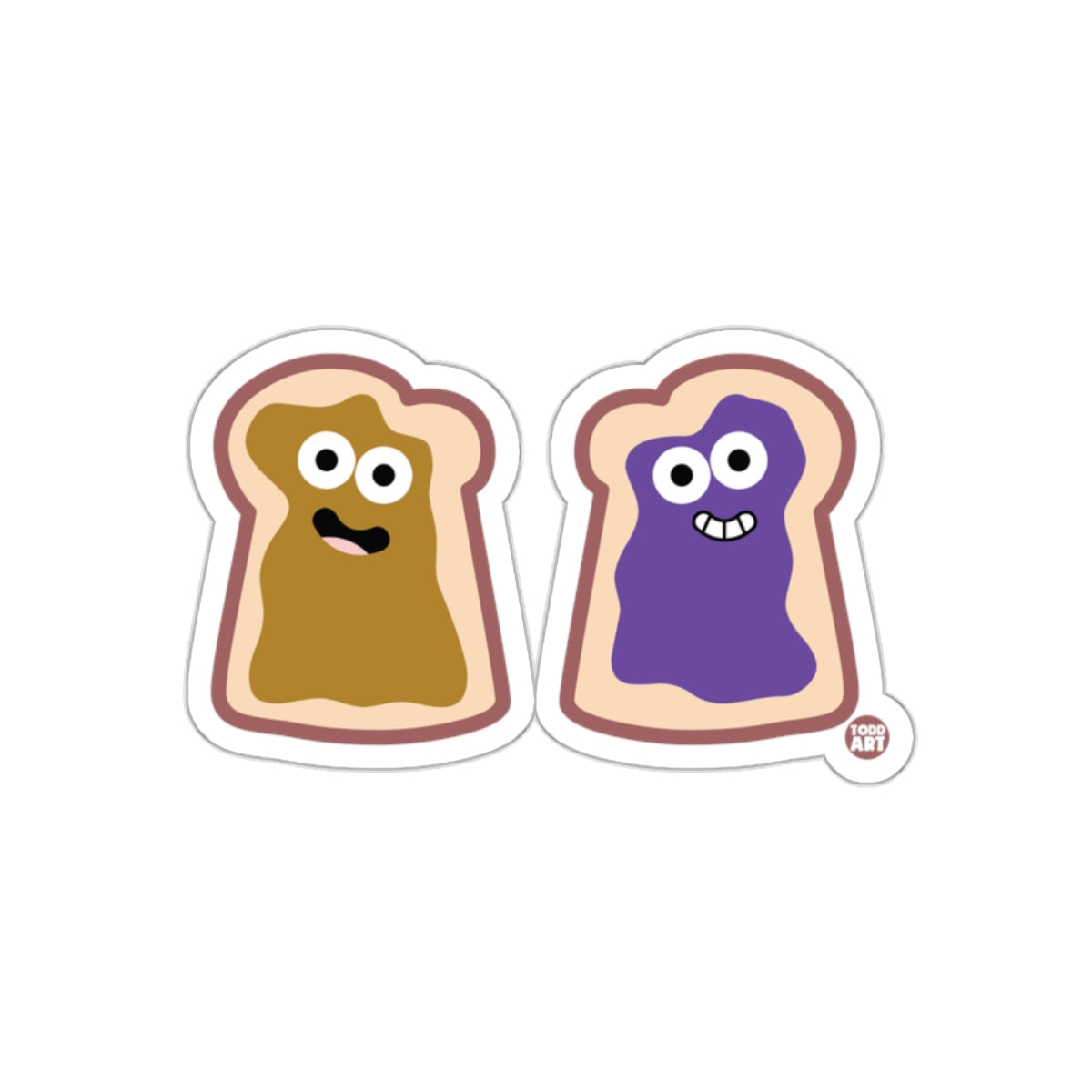 Smiling Peanut Butter and Jelly Toast Sticker Pack