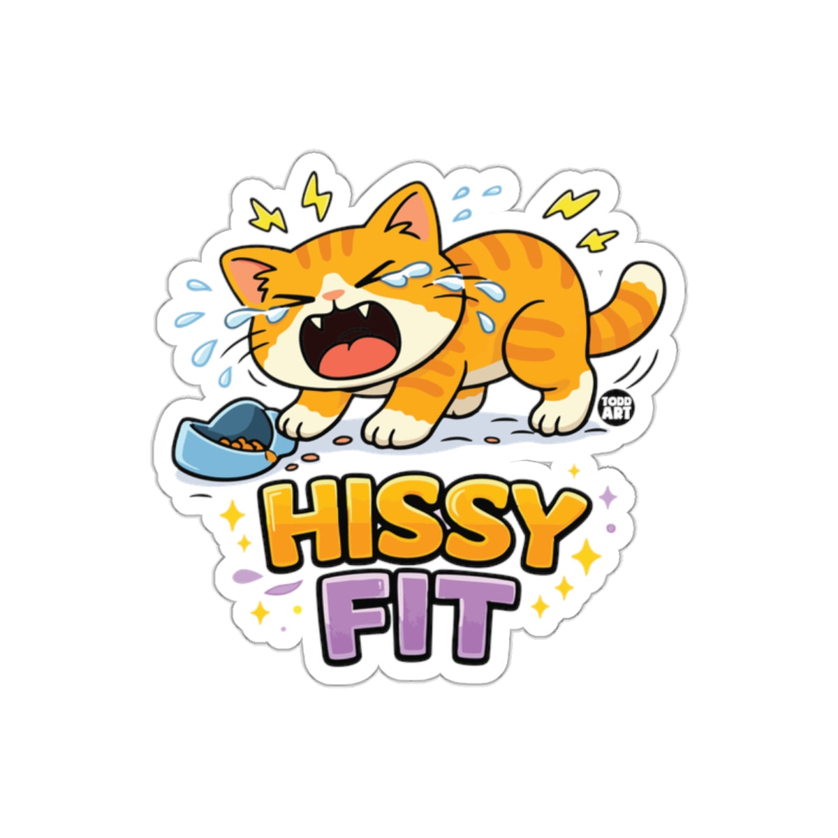 Dramatic Hissy Fit Orange Cat Cartoon Funny sticker