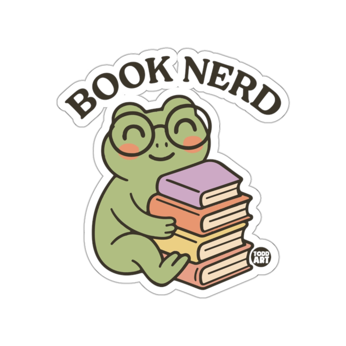 Fun Cute Froggy Book Nerd Illustration Sticker