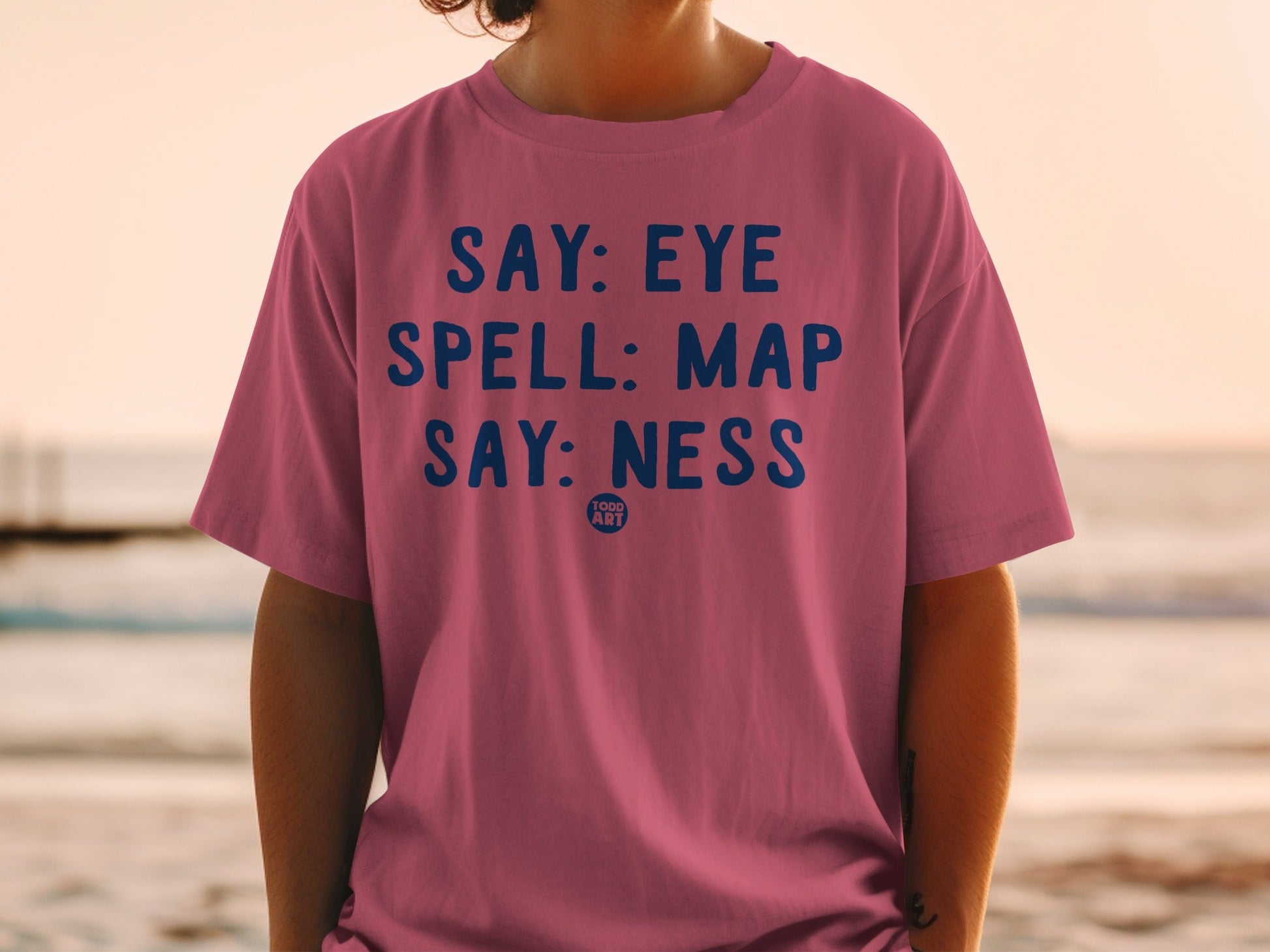 Funny Optical Illusion Say Eye Spell Map T-Shirt