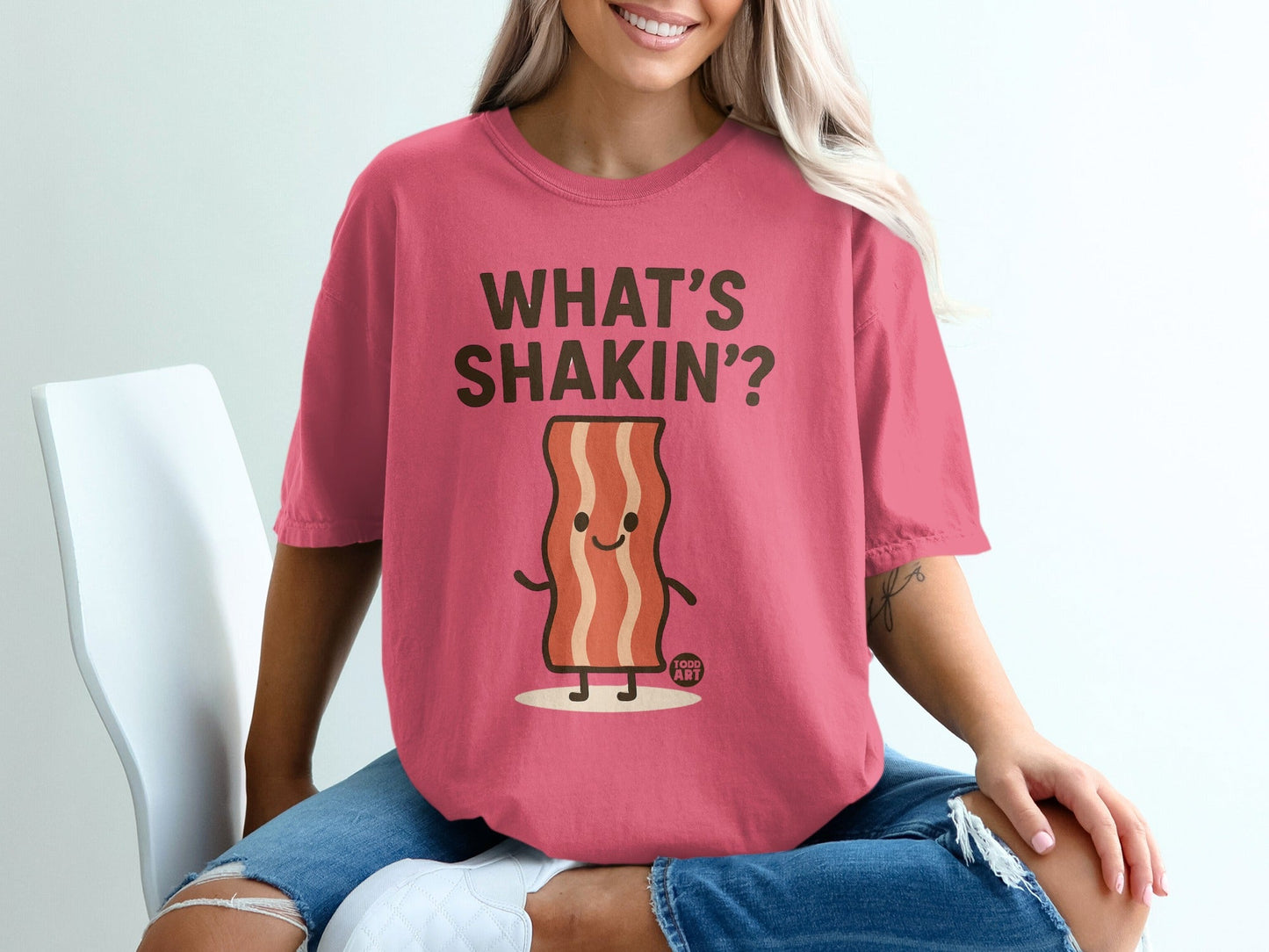 What's Shakin' Bacon Cartoon Graphic T-Shirt