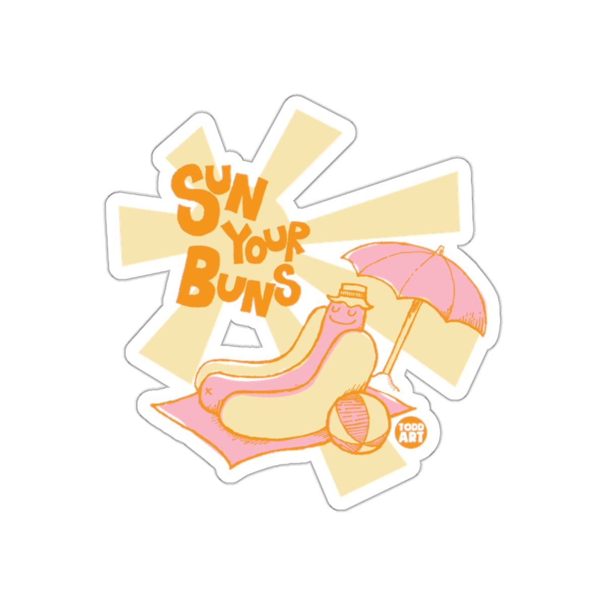 Sun Your Buns Hotdog with Umbrella Sticker
