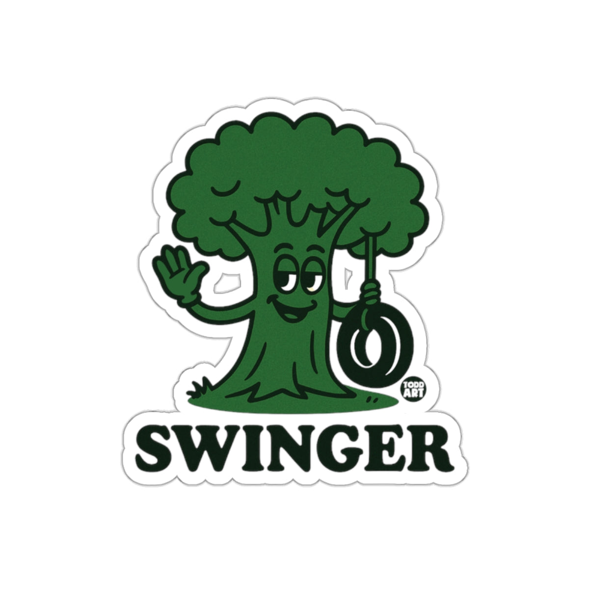 Swinger Tree with Tire Swing Cartoon Art Design Stickers