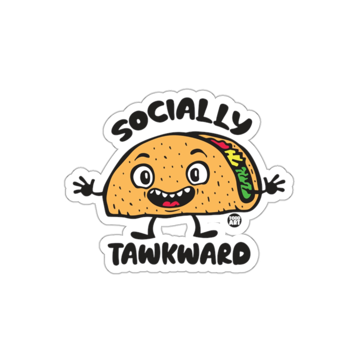 Socially TAWKWARD Smiling Taco Cartoon Sticker