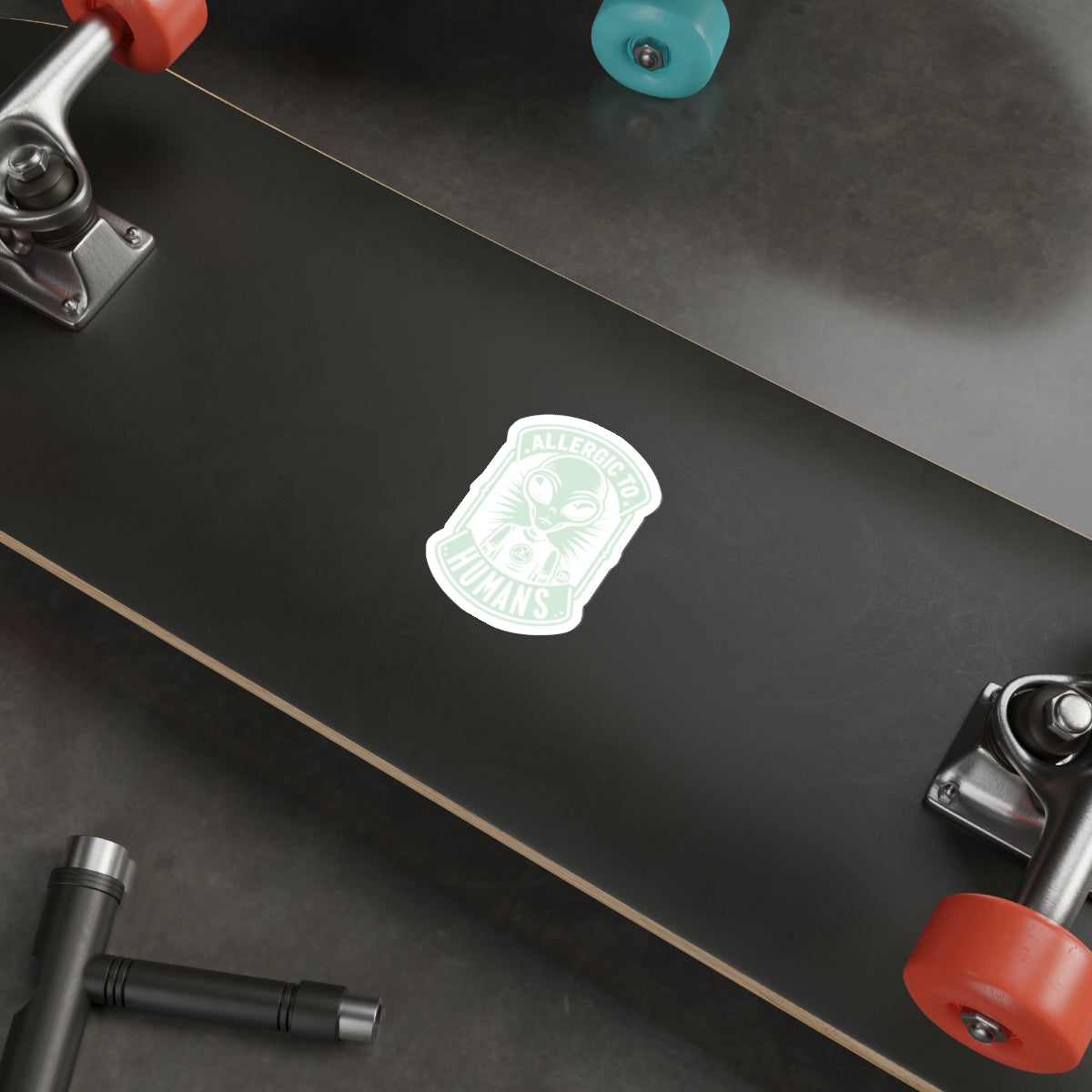 Alien Allergic to Humans Sticker for Skateboard Fun