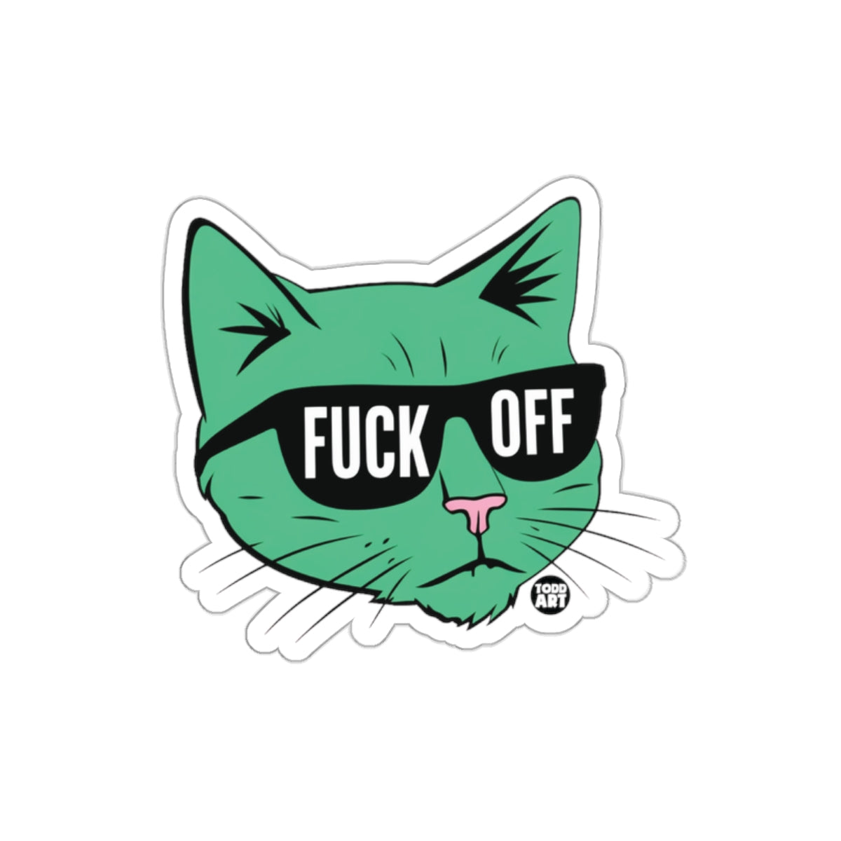 Cool Cat with Sunglasses F Off Sticker Funny Decor
