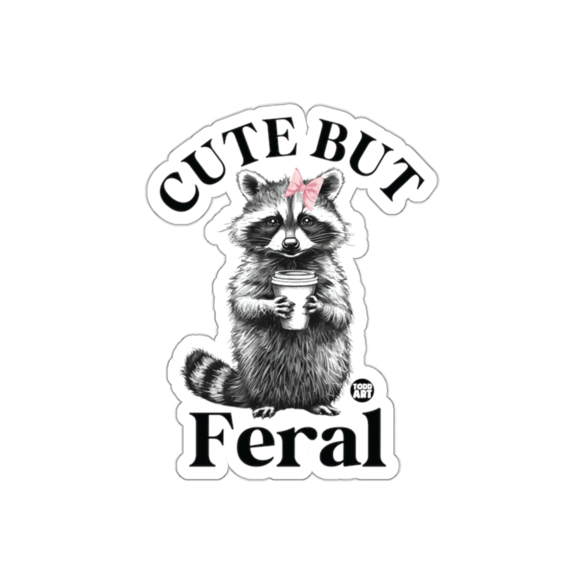 Cute But Feral Raccoon With Coffee Cup Funny Animal Stickers
