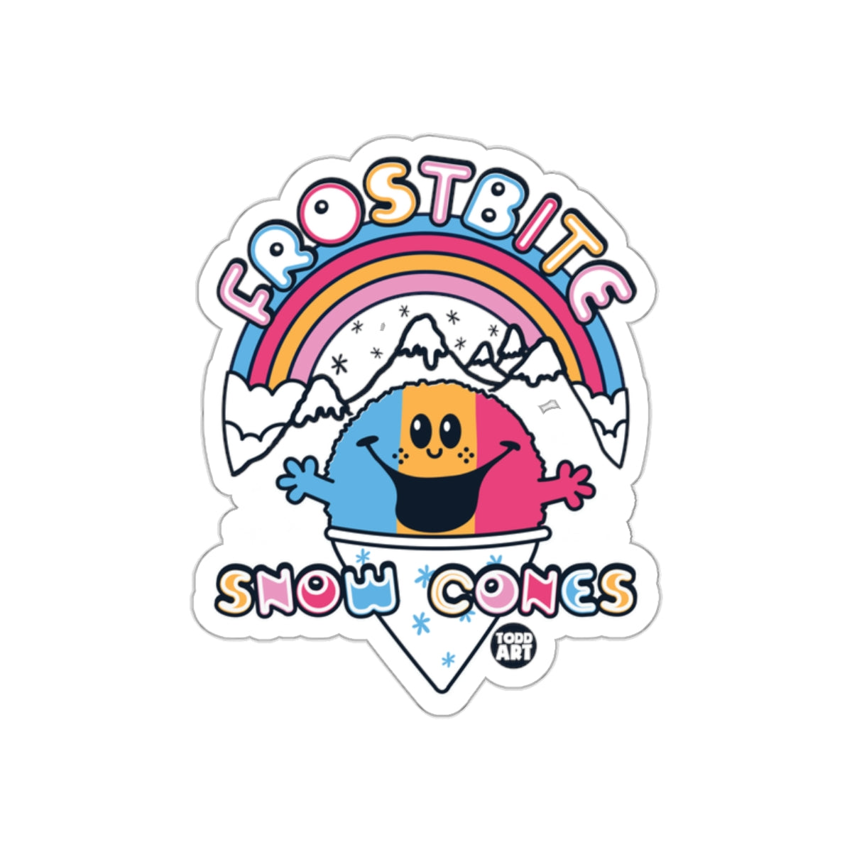 Frostbite Snow Cones Rainbow and Mountains Sticker