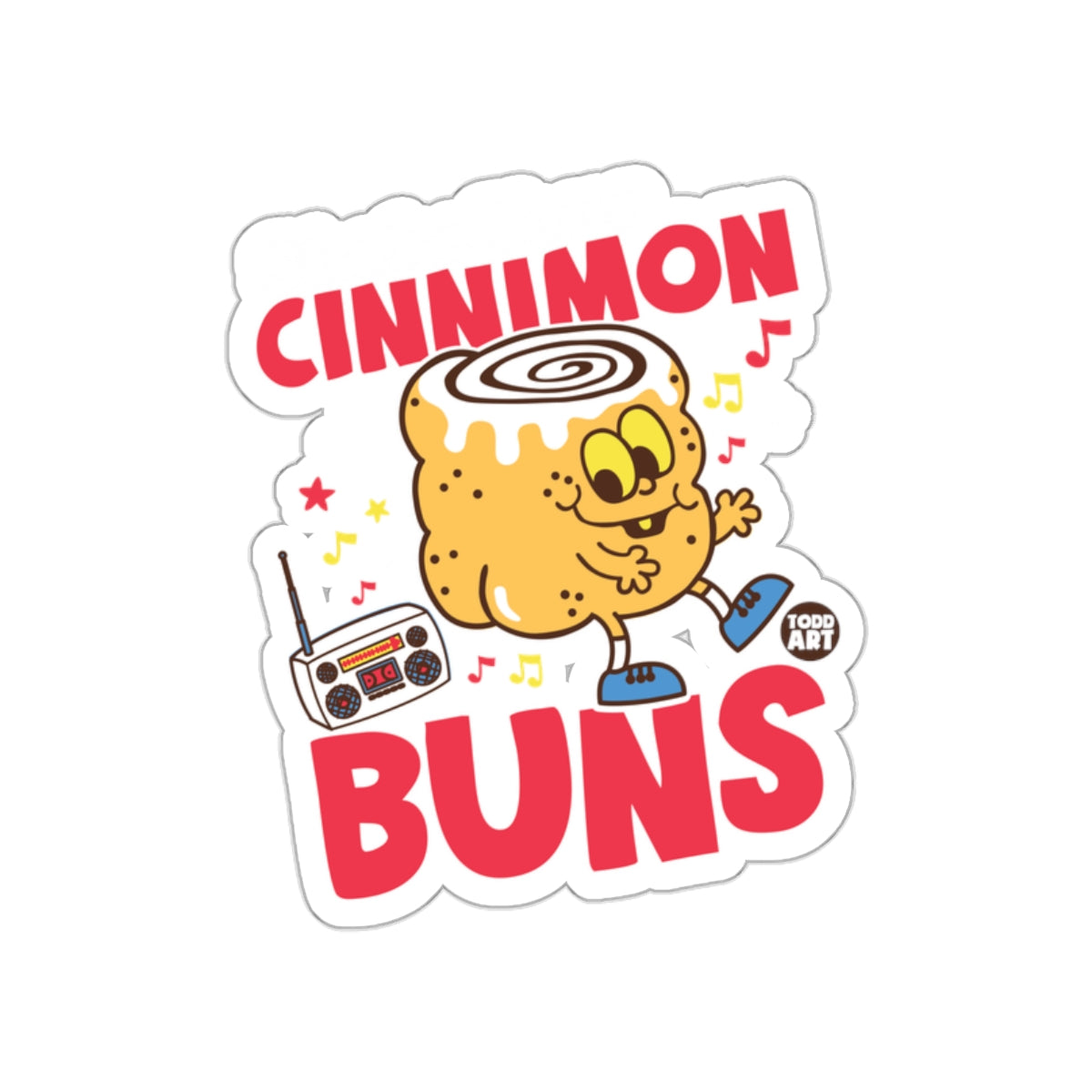 CINNIMON BUNS Sticker with Cute Cartoon Artwork
