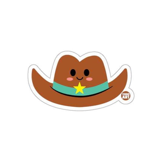 Cute Smiling Cowboy Hat With Star Sticker Fun Artwork