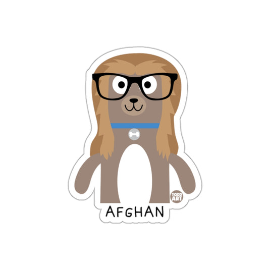 Afghan Cartoon Dog with Glasses Sticker