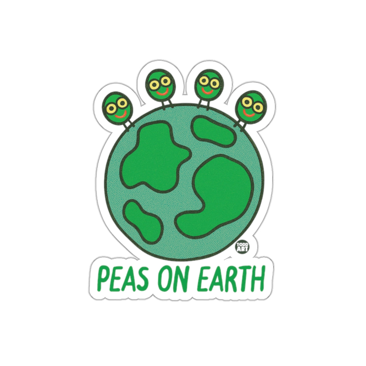 Peas on Earth with Cute Peas Sticker Design