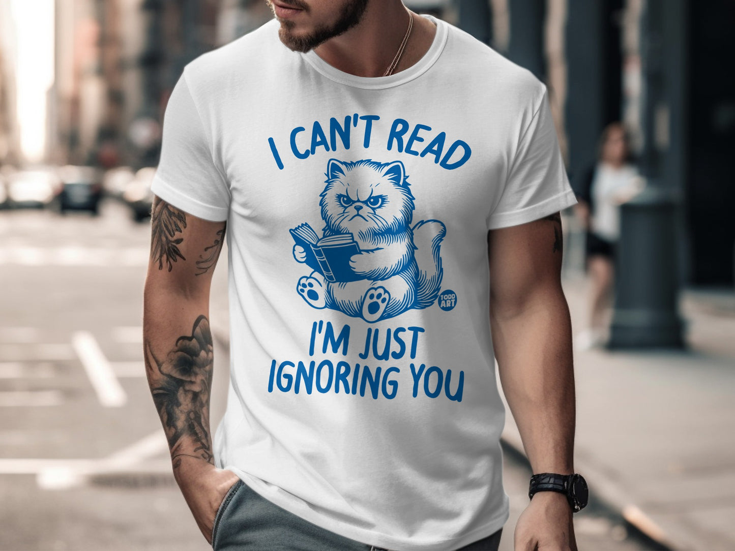 I Can't Read I'm Just Ignoring You Funny Cat Shirt
