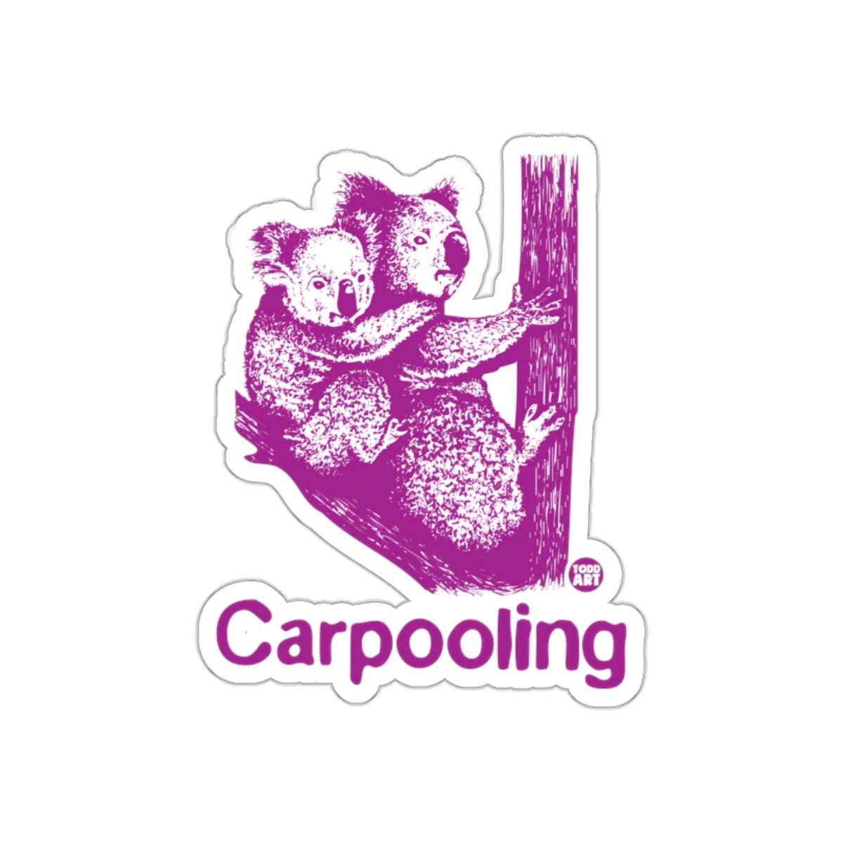 Cute Purple Koalas Carpooling Design Sticker
