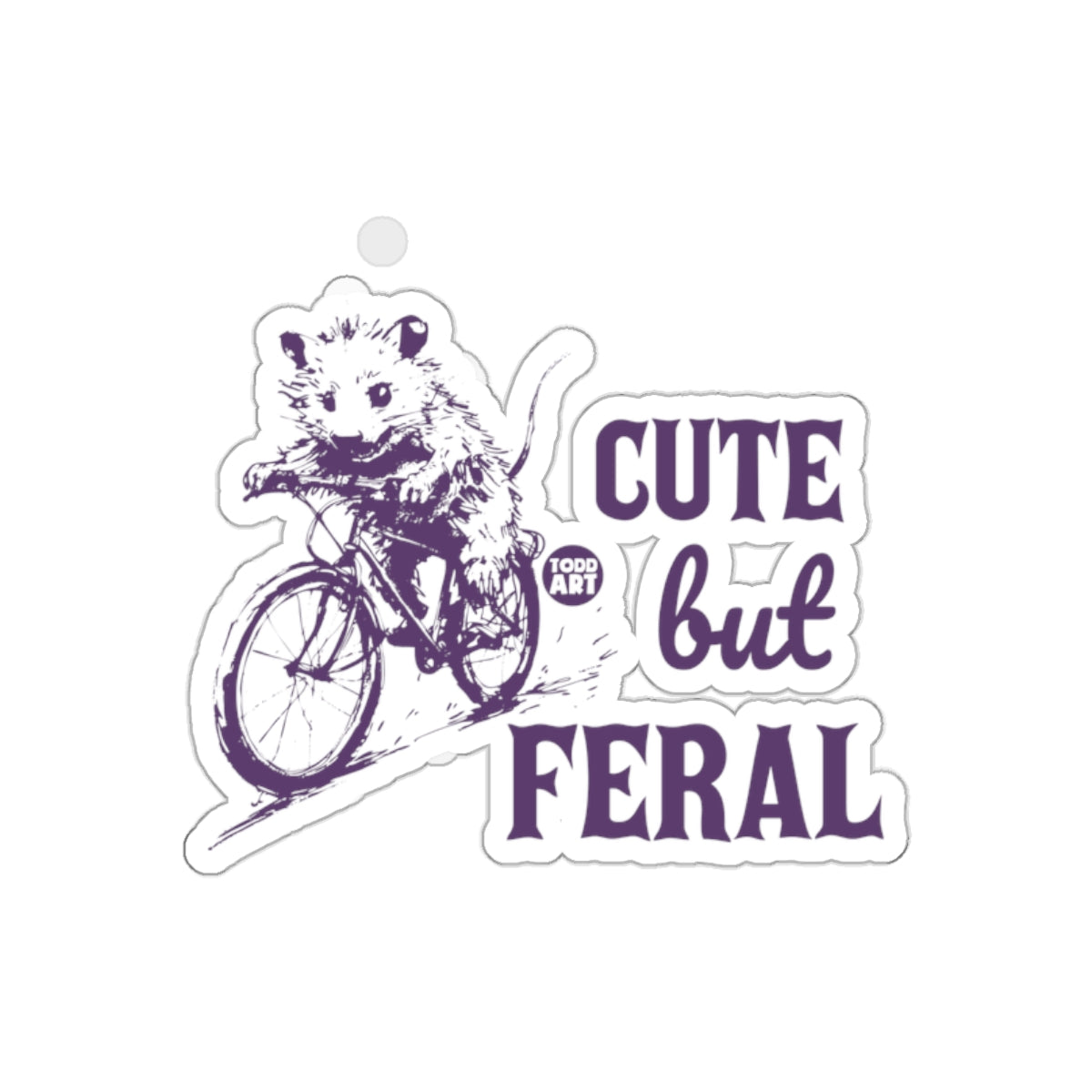 Cute But Feral Opossum on a Bike Design Stickers