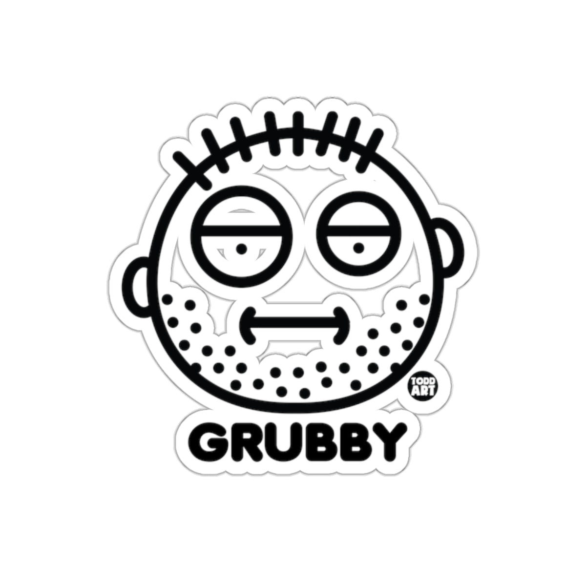 Bold and Unique Grubby Round Face Design Sticker