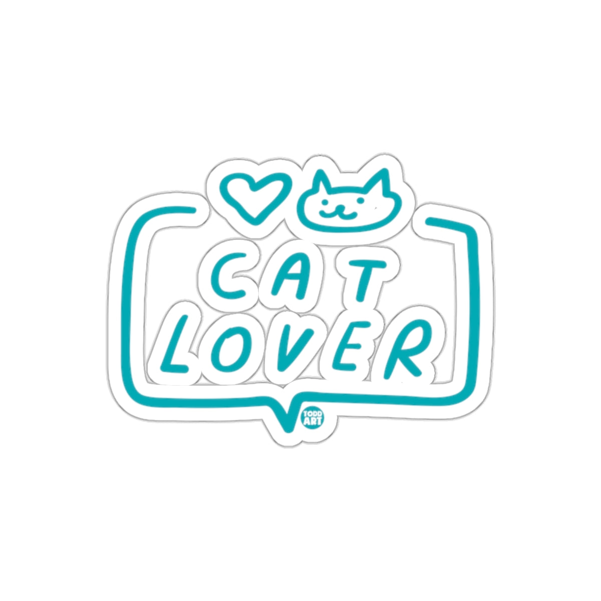 Todd Art Cat Lover Design with Heart and Cat Face sticker