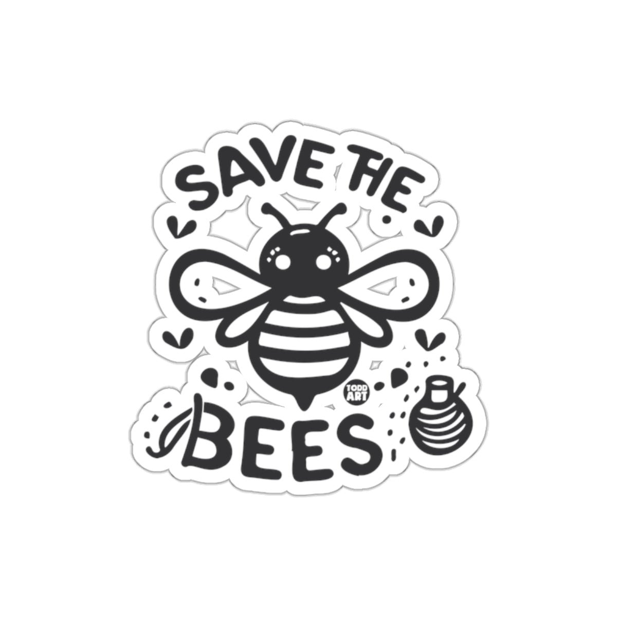 Save The Bees Sticker with Cute Bee and Honeycomb