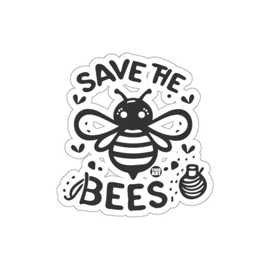 Save The Bees Sticker with Cute Bee and Honeycomb