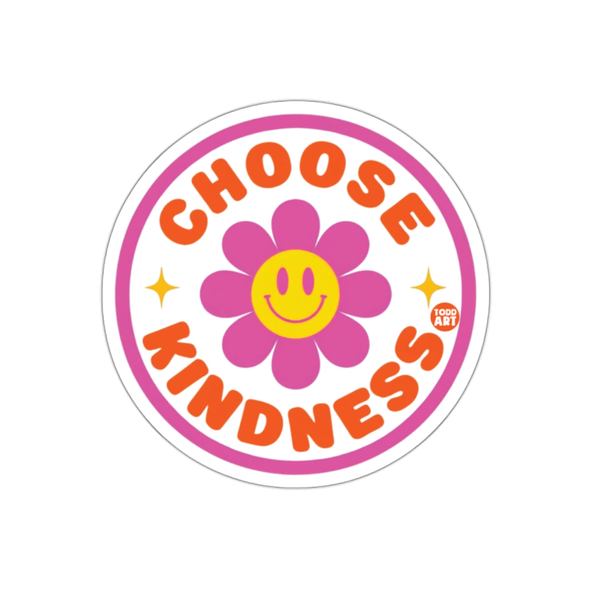 Retro Choose Kindness Flower Power Graphic Stickers