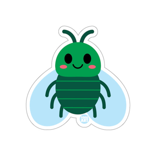 Cute Smiling Green Bug with Blue Wings Sticker