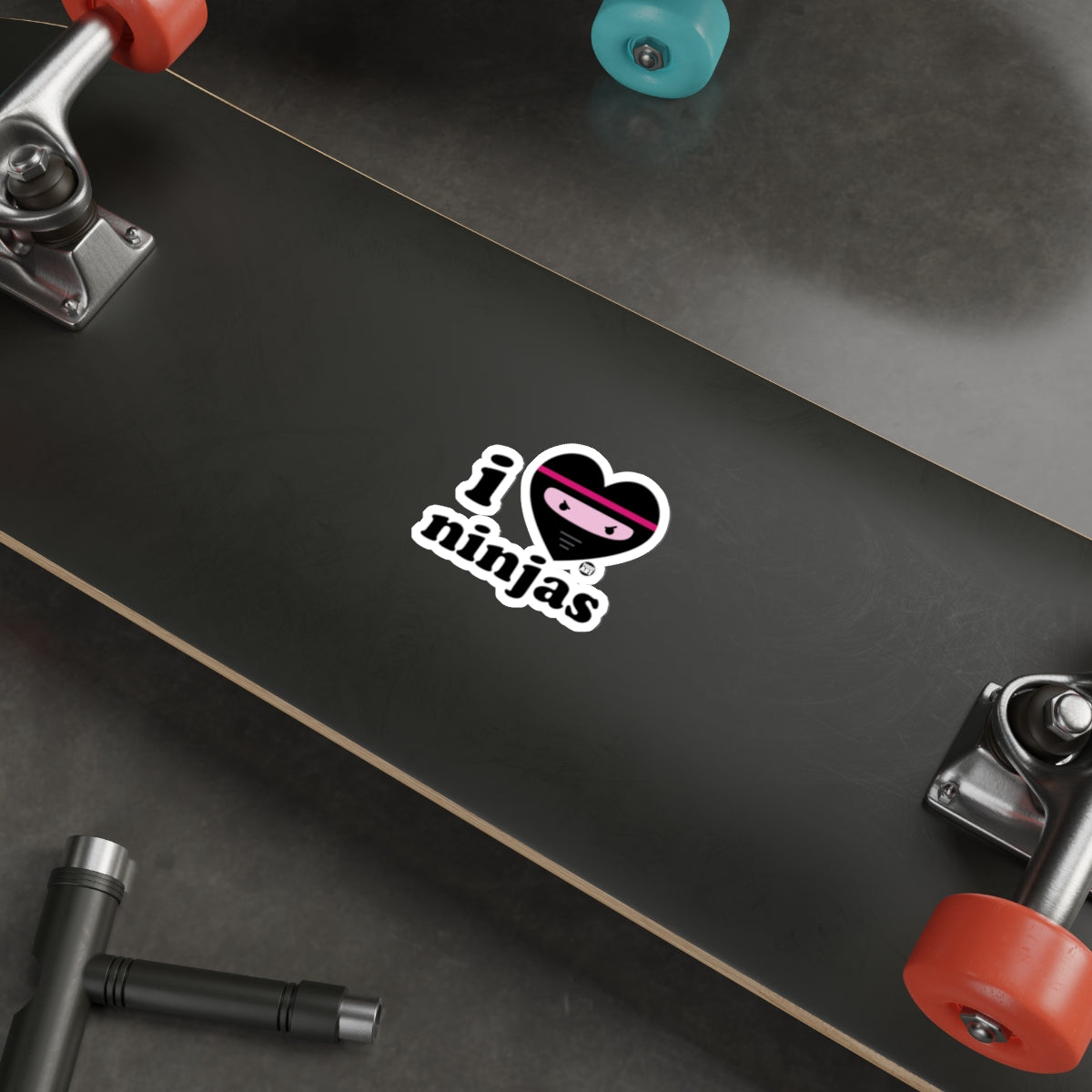 I Love Ninjas Sticker on Skateboard Deck Product