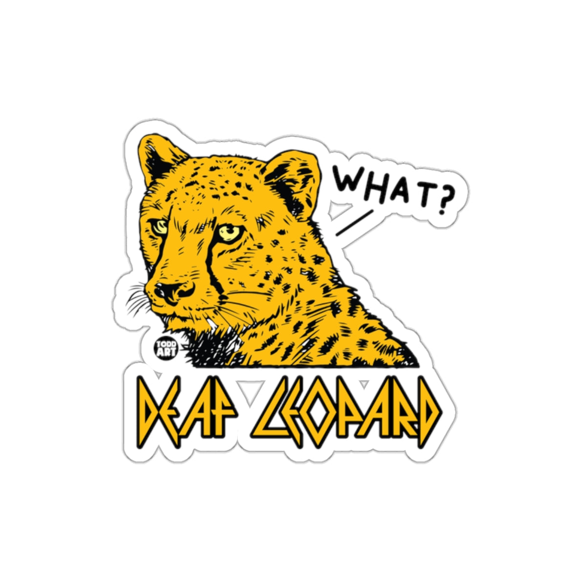 Funny Leopard Illustration Sticker What? Design Sticker