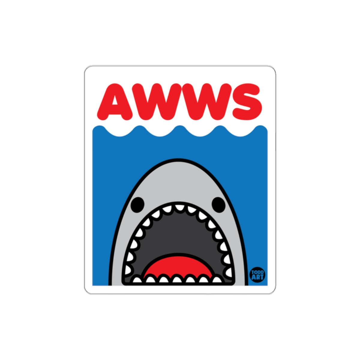 Funny Shark with AWWS Message Design Print sticker