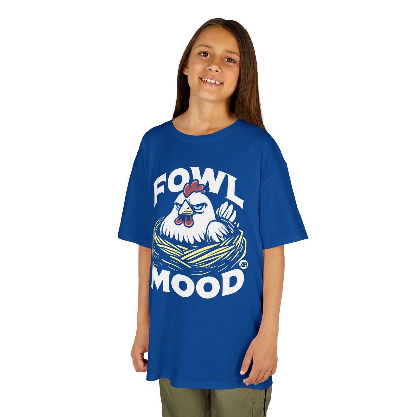 Kids T-Shirt — "Fowl Mood" Grumpy Chicken Graphic Tee