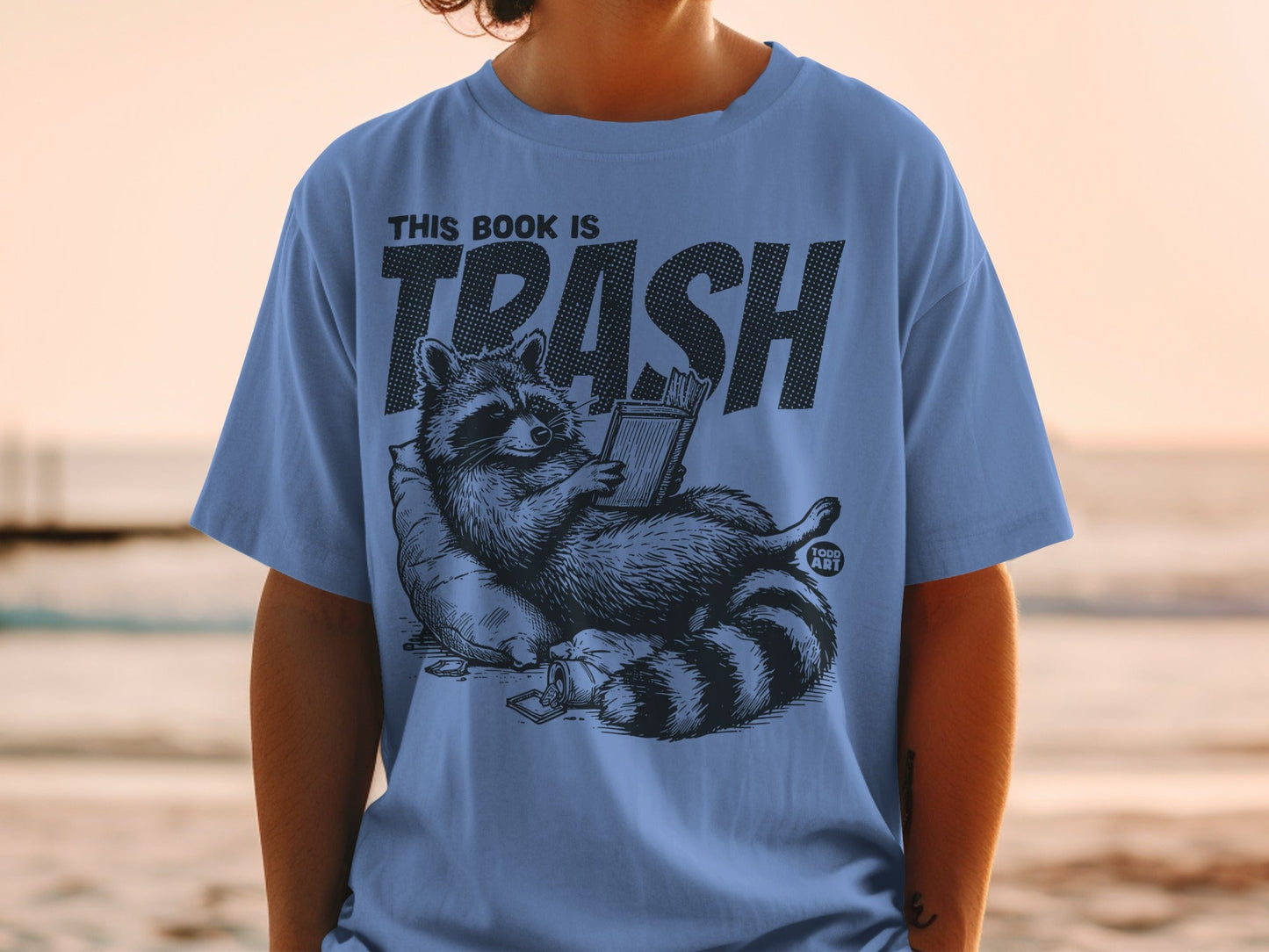 This Book Is Trash Raccoon Reading Graphic T-Shirt