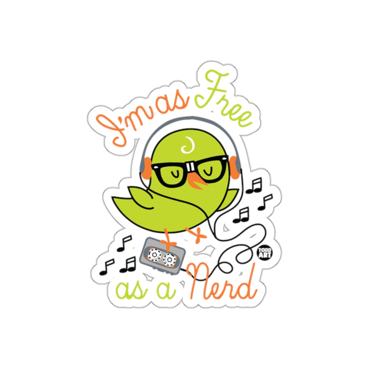 I'm As Free As A Nerd Funny Nerdy Bird Sticker