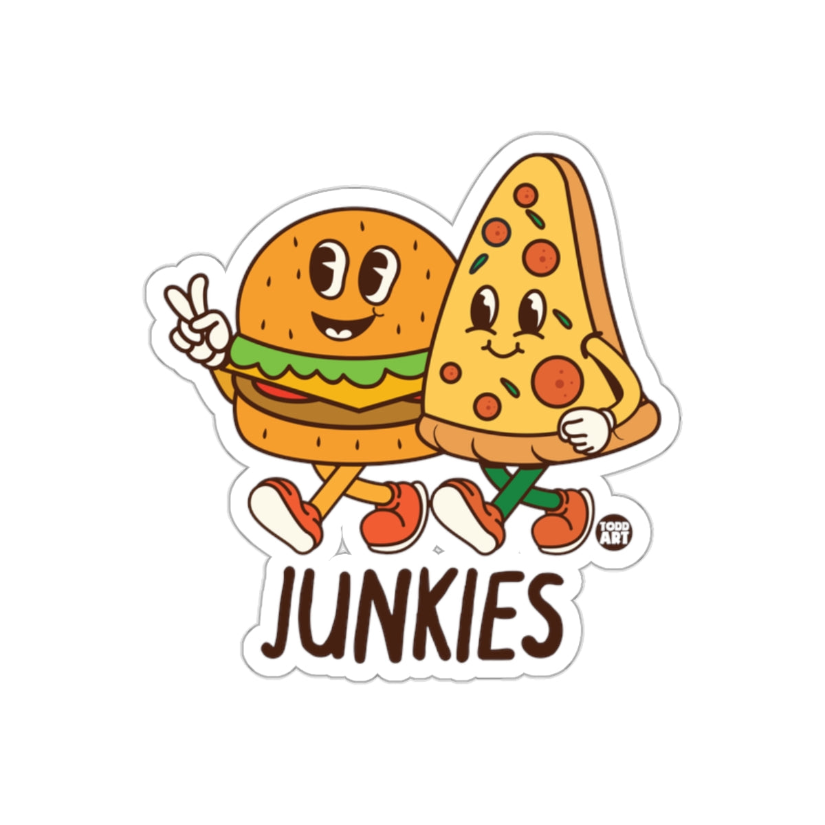 Cartoon Burger With Pizza Slice Together Junkies Stickers