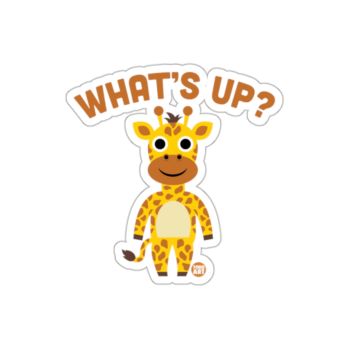 Cute Cartoon Giraffe Asking What's Up Sticker