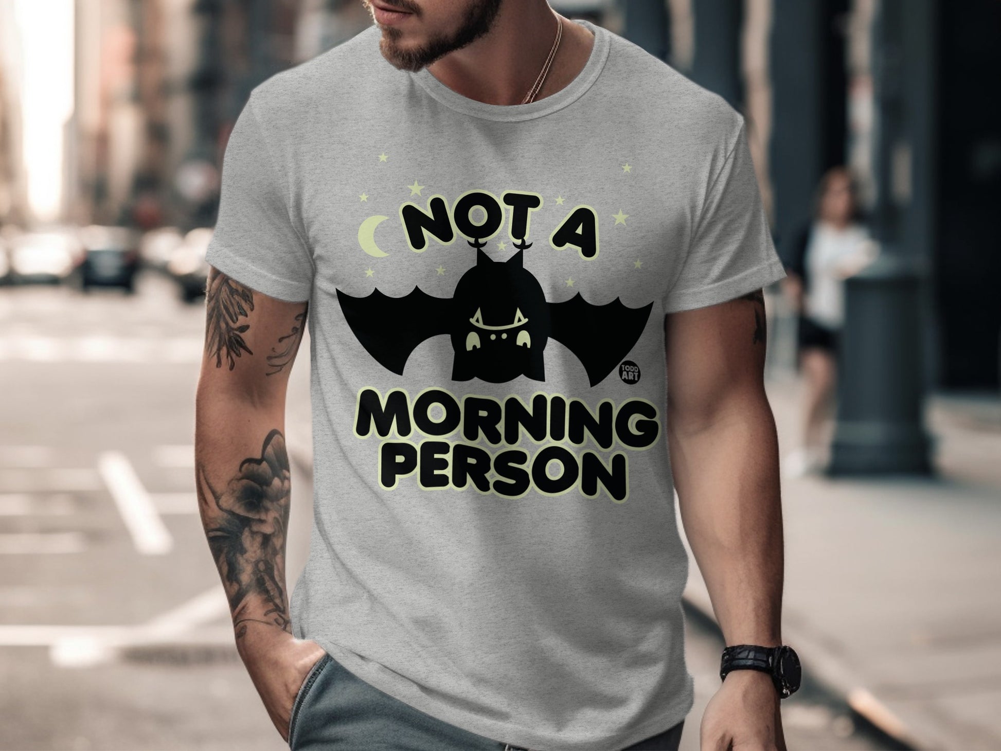 Not a Morning Person Bat Design Graphic T-shirt