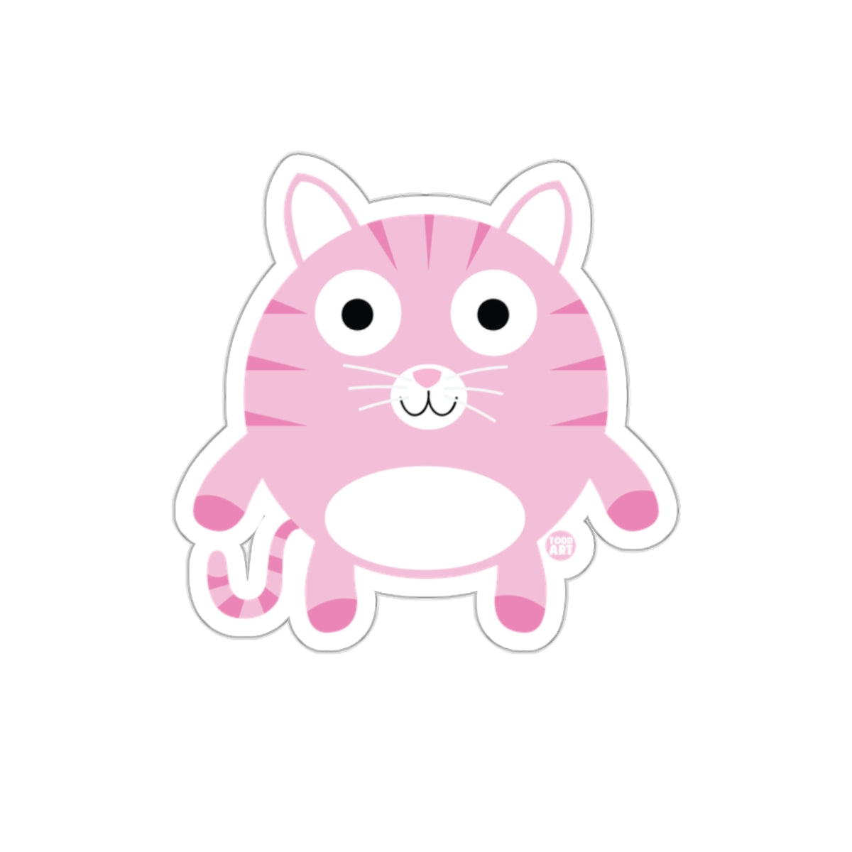 Cute Pink Cartoon Cat Design Sticker for All Ages
