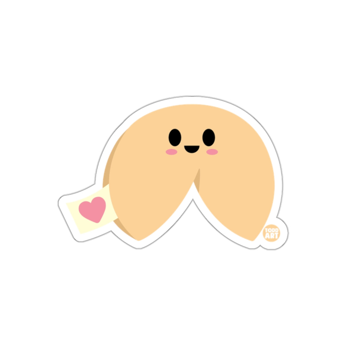 Cute Smiling Fortune Cookie with Heart Sticker