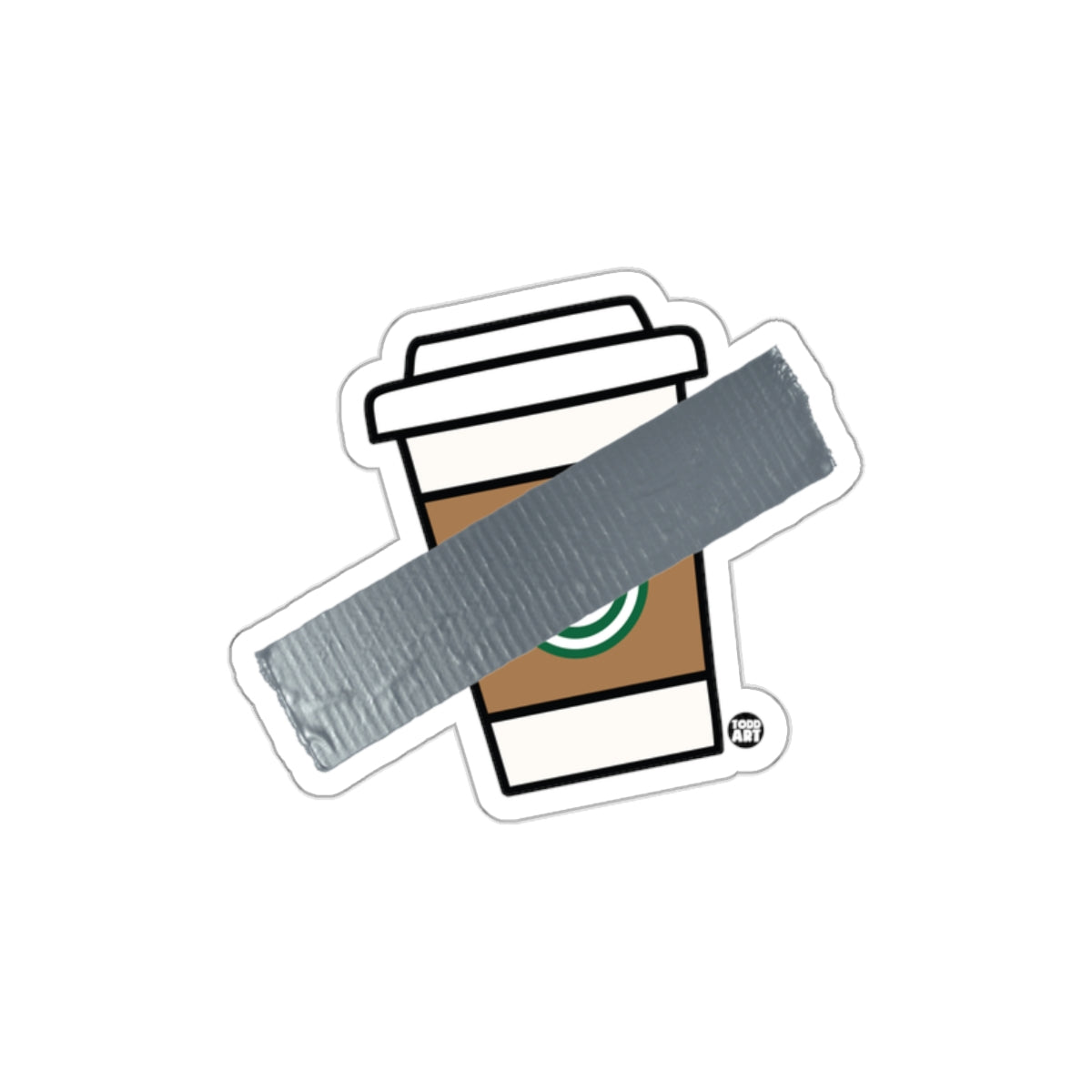 Coffee Cup with Duct Tape Fun Sticker for Personal Use