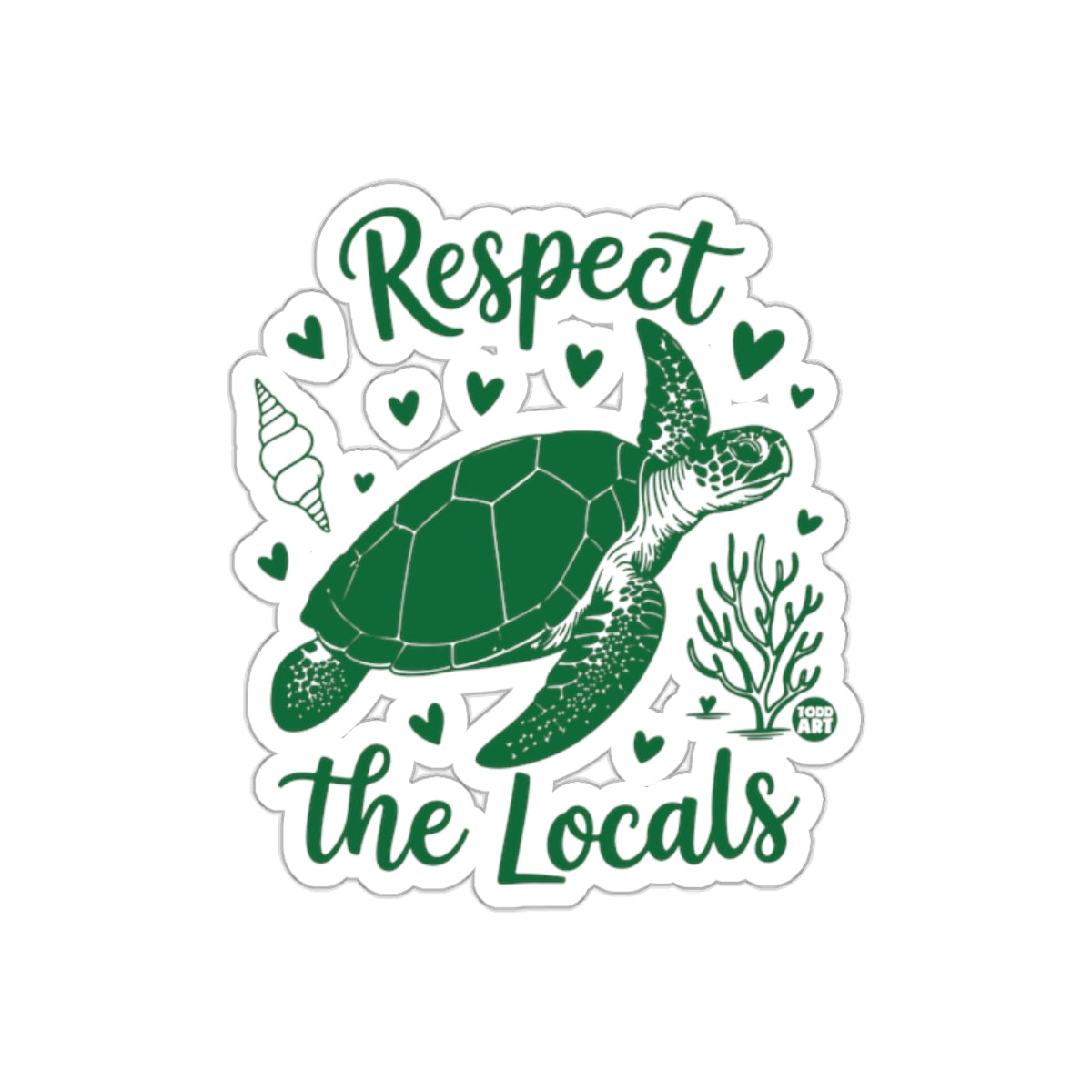 Respect the Locals Sea Turtle Illustration Sticker